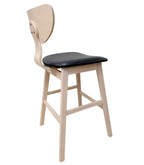 Taburete DUBLIN, madera de hevea, natural, similpiel negra