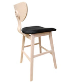Taburete DUBLIN, madera de hevea, natural, velvet gris oscuro