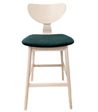 Taburete DUBLIN, madera de hevea, natural, velvet verde oscuro