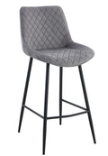 Taburete FELICIO, metal, tapizado velvet gris claro