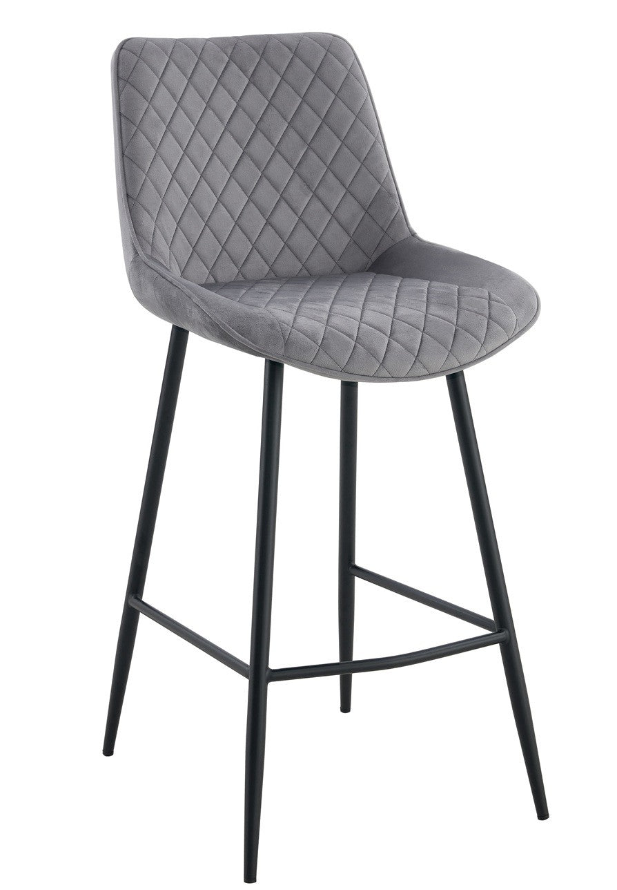 Taburete FELICIO, metal, tapizado velvet gris claro