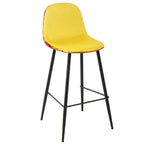 Taburete HORUS NEW, metal, tapizado velvet amarillo con trasera floral a juego