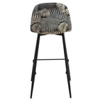 Taburete HORUS NEW, metal, tapizado velvet gris con trasera floral a juego