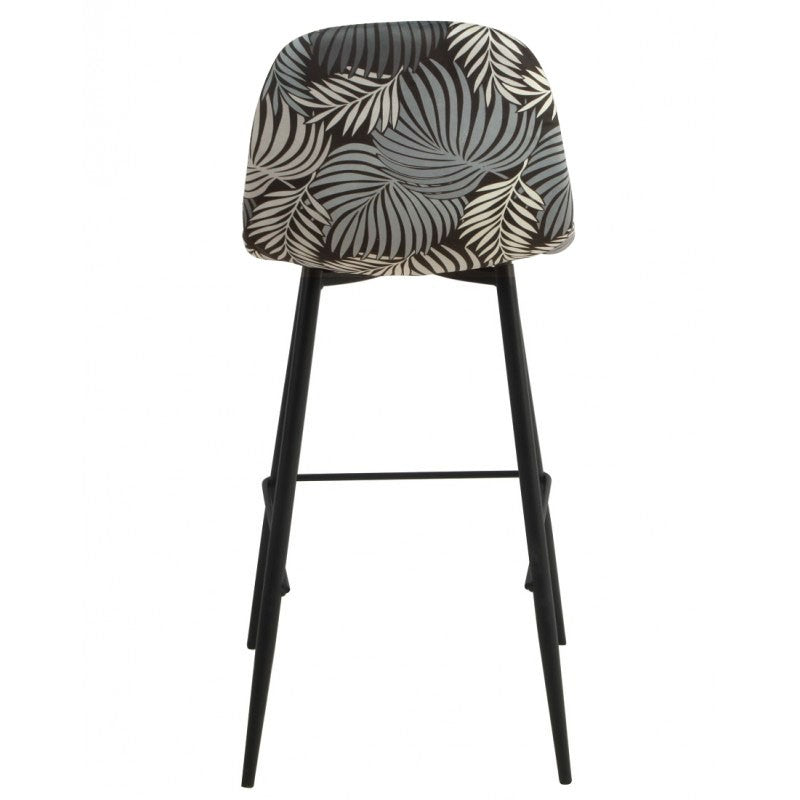 Taburete HORUS NEW, metal, tapizado velvet gris con trasera floral a juego