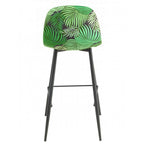 Taburete HORUS NEW, metal, tapizado velvet verde con trasera floral a juego