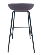 Taburete KIEL, metal, tapizado tejido rosa