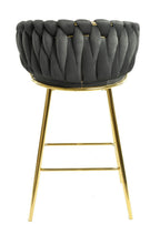 Taburete KING, metal, cromado dorado, tapizado velvet gris oscuro