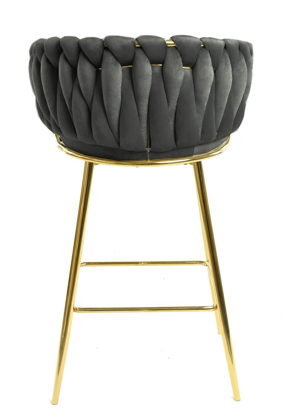 Taburete KING, metal, cromado dorado, tapizado velvet gris oscuro