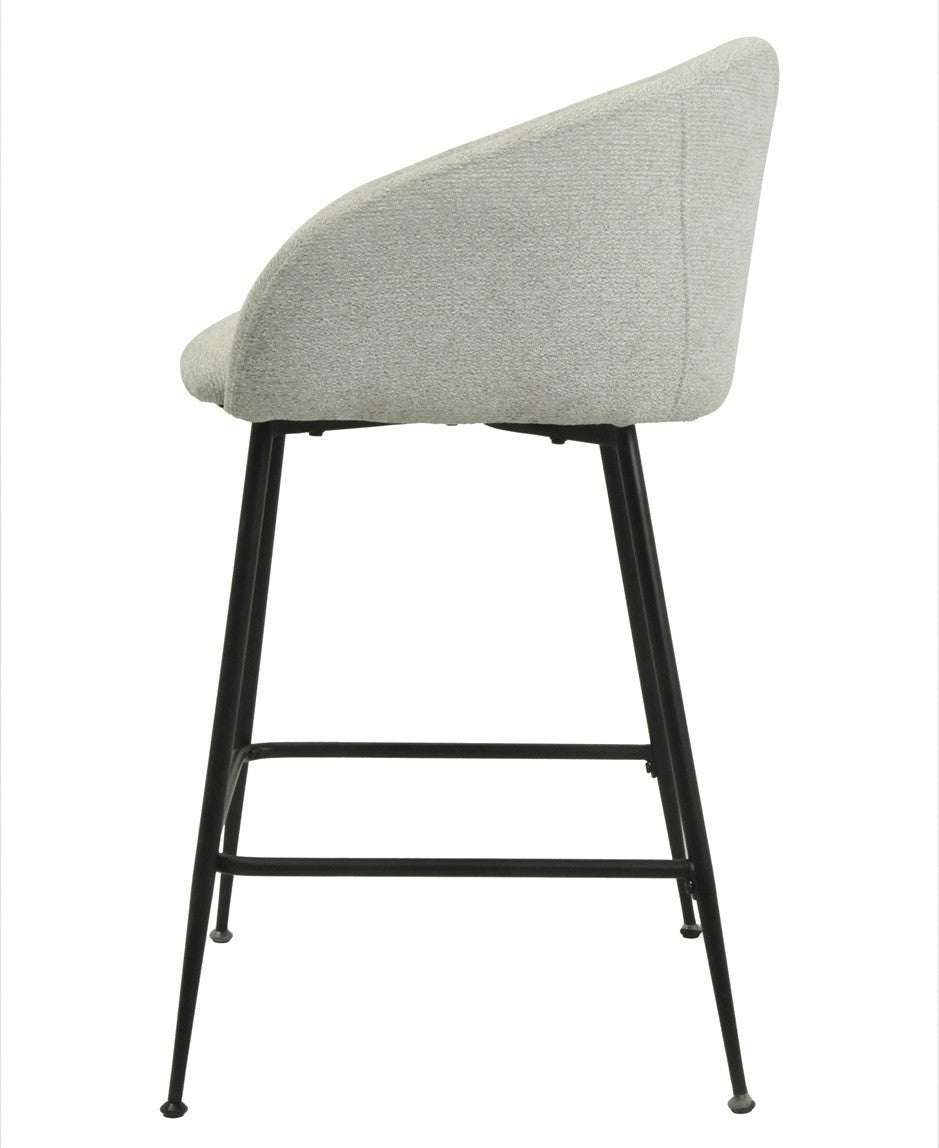 Taburete LAUREN 60 cms, metal, tapizado tejido linen gris claro