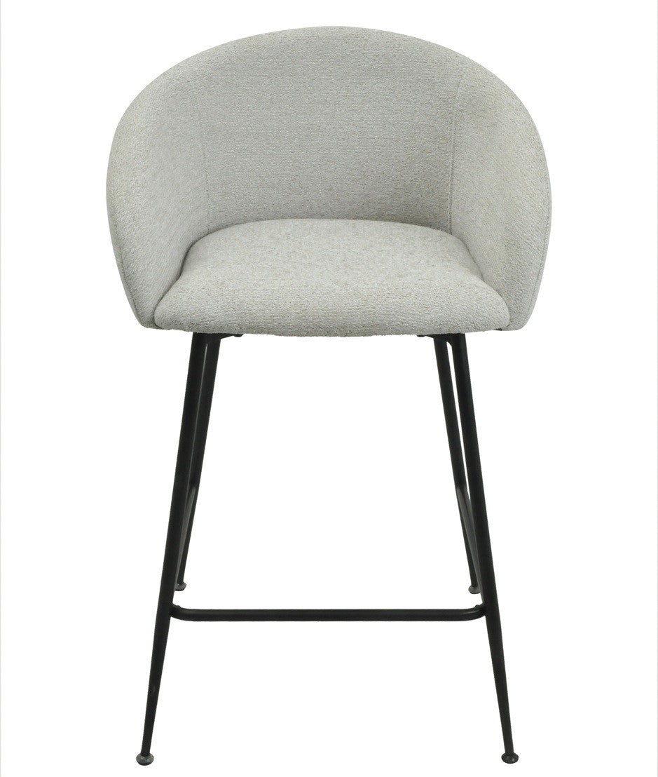 Taburete LAUREN 60 cms, metal, tapizado tejido linen gris claro
