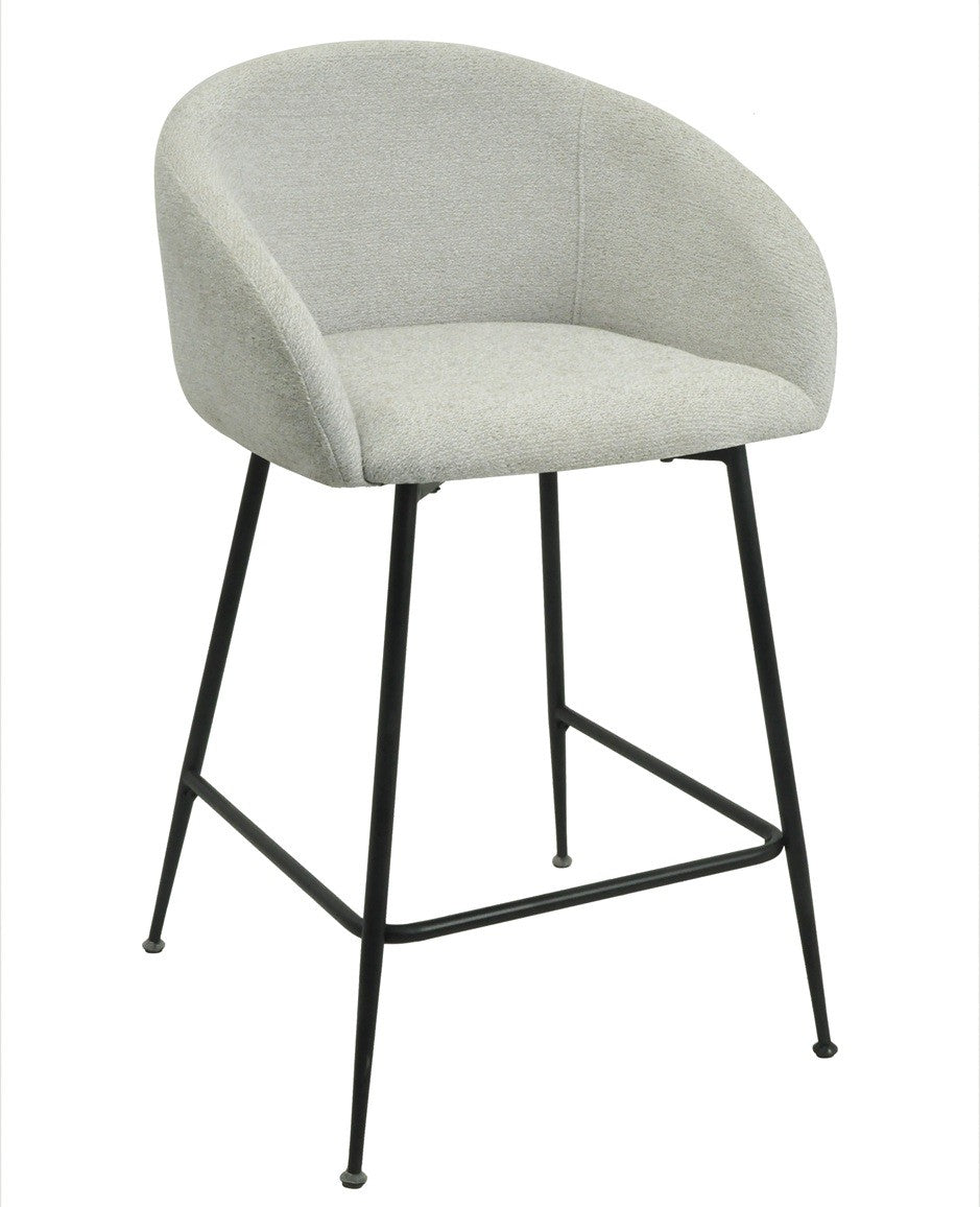Taburete LAUREN 60 cms, metal, tapizado tejido linen gris claro