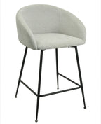 Taburete LAUREN 60 cms, metal, tapizado tejido linen gris claro