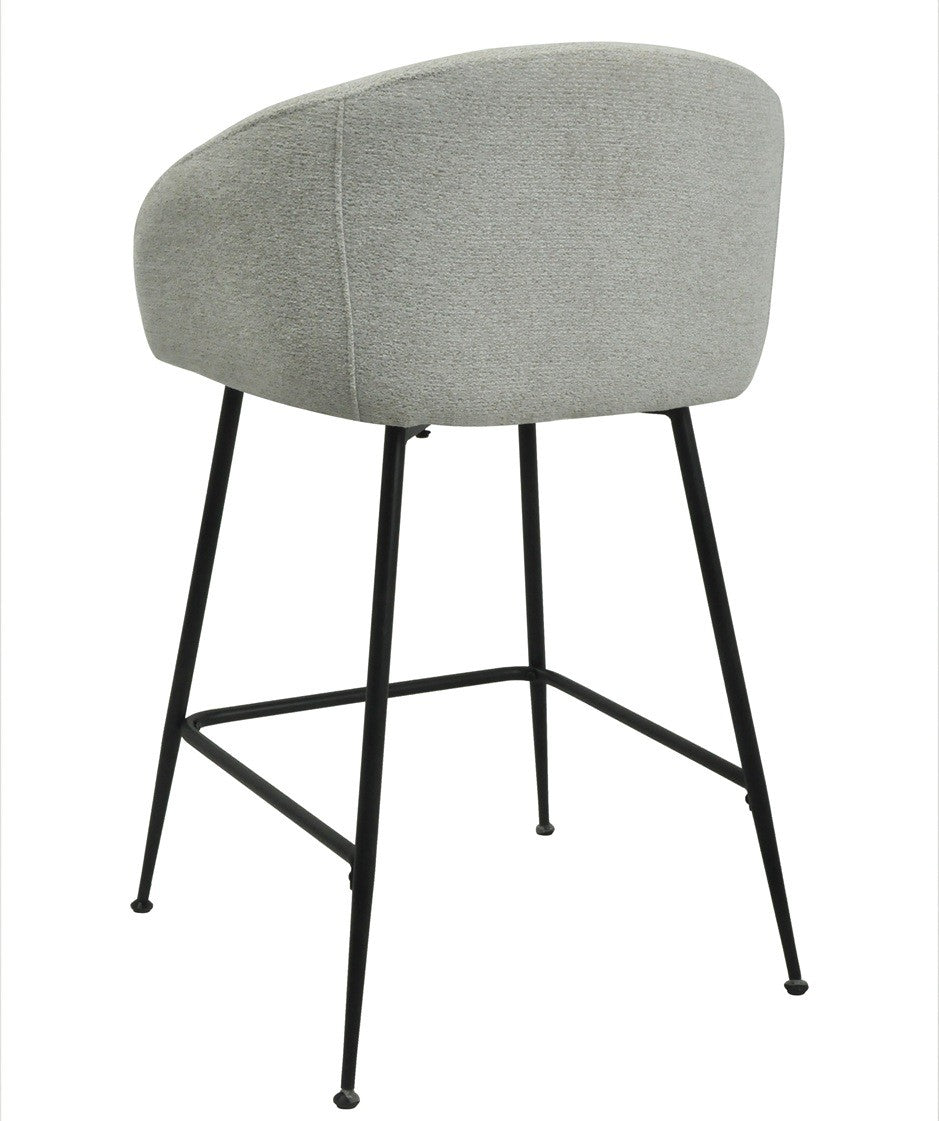 Taburete LAUREN 60 cms, metal, tapizado tejido linen gris claro