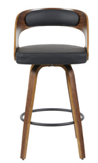 Taburete LOARRE, madera, similpiel negra