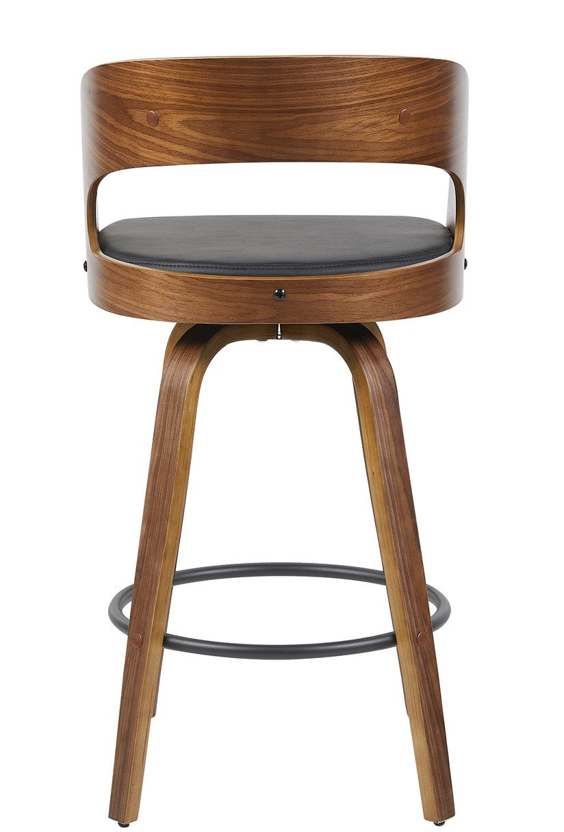 Taburete LOARRE, madera, similpiel negra