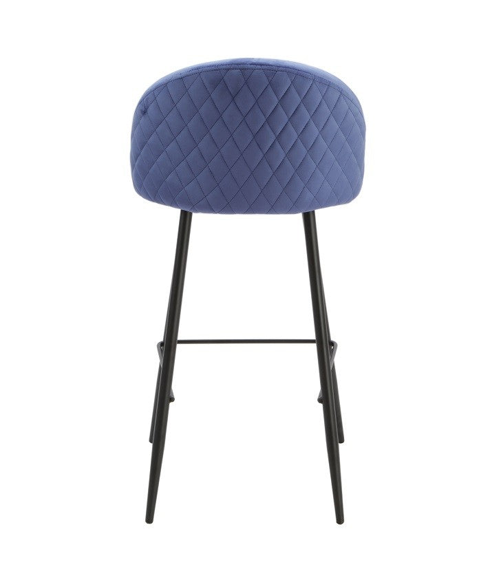 Taburete MAGDA, metal, tapizado velvet azul