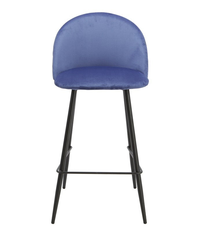 Taburete MAGDA, metal, tapizado velvet azul