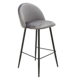 Taburete MAGDA NEW, metal, tapizado velvet gris