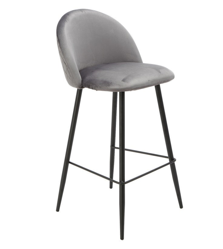Taburete MAGDA NEW, metal, tapizado velvet gris