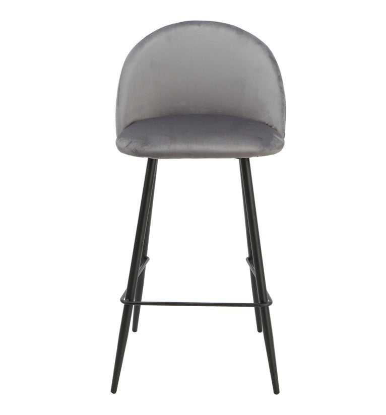 Taburete MAGDA NEW, metal, tapizado velvet gris