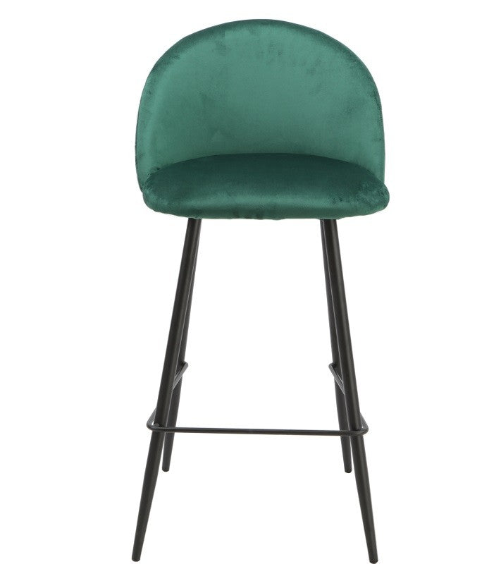 Taburete MAGDA NEW, metal, tapizado velvet verde