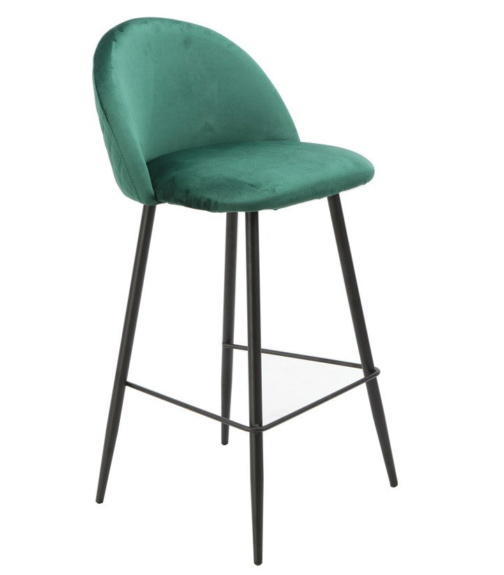 Taburete MAGDA NEW, metal, tapizado velvet verde
