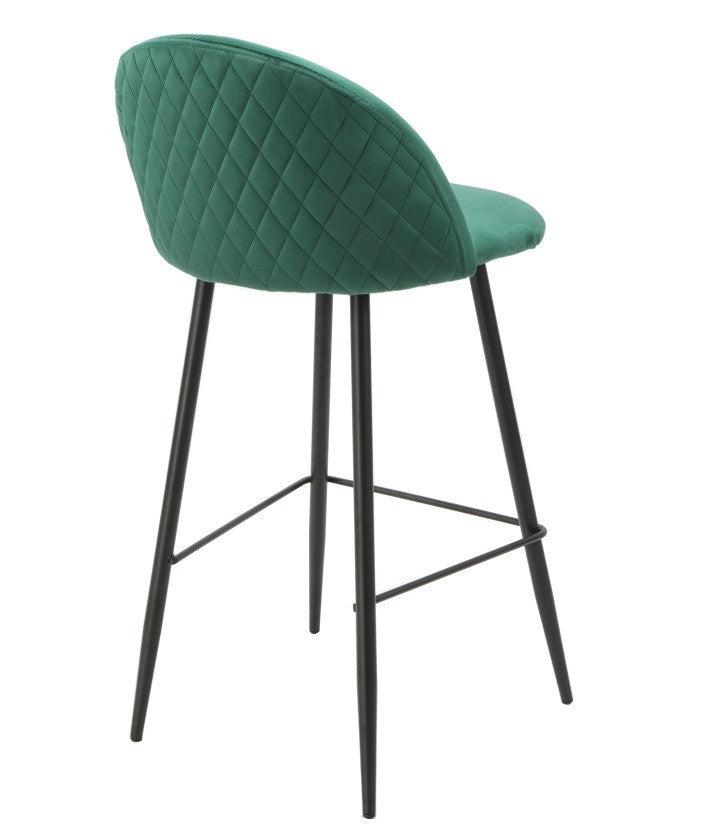 Taburete MAGDA NEW, metal, tapizado velvet verde