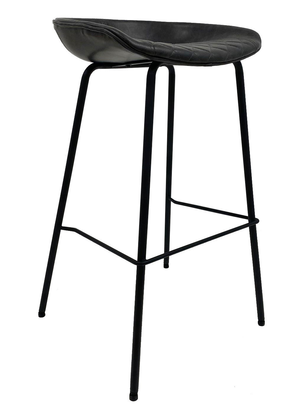 Taburete MISSOURI, metal, similpiel negra