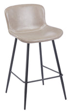 Taburete SAMPER, metal, similpiel vintage gris