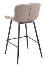 Taburete SAMPER, metal, similpiel vintage gris