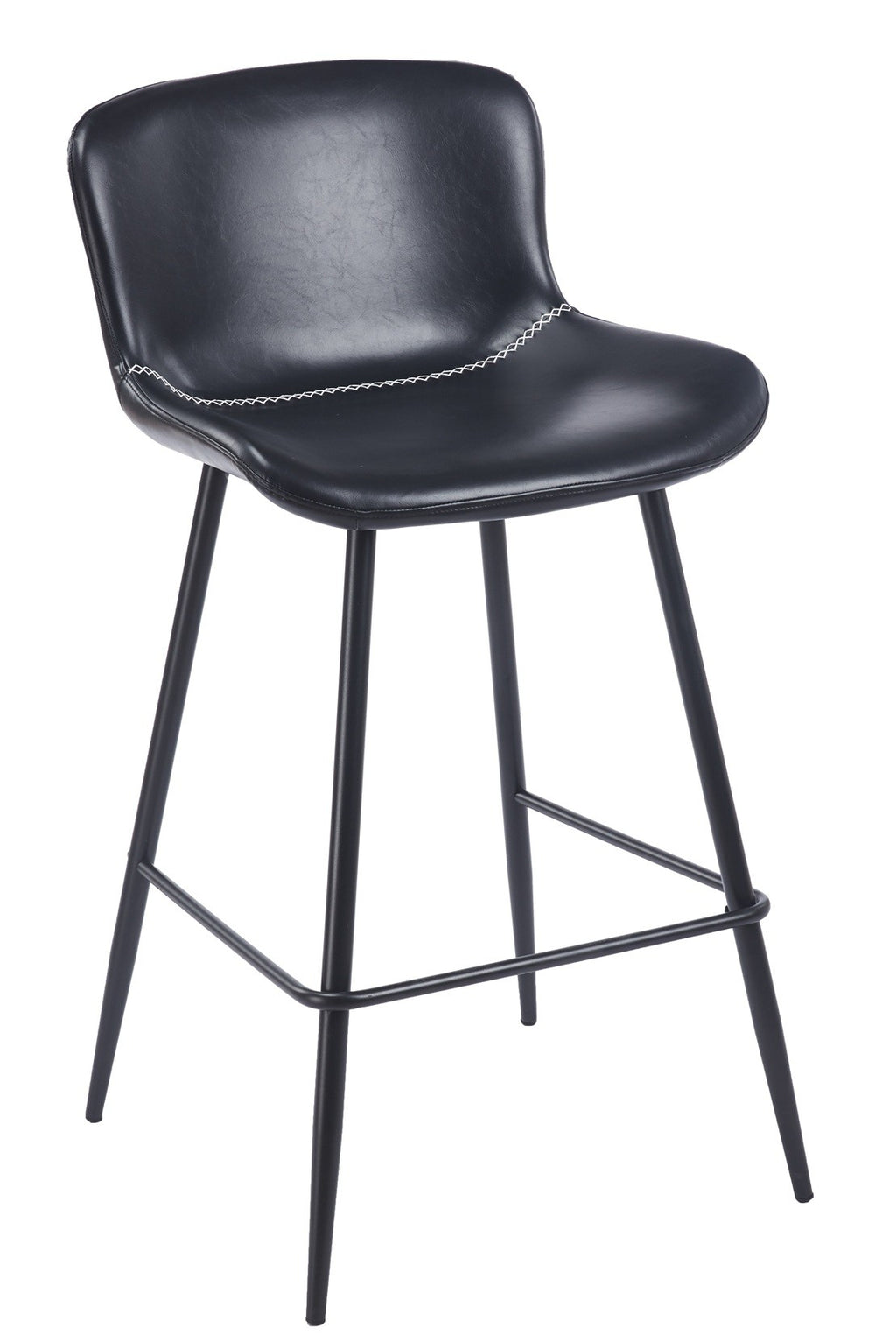 Taburete SAMPER, metal, similpiel vintage negra