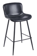 Taburete SAMPER, metal, similpiel vintage negra