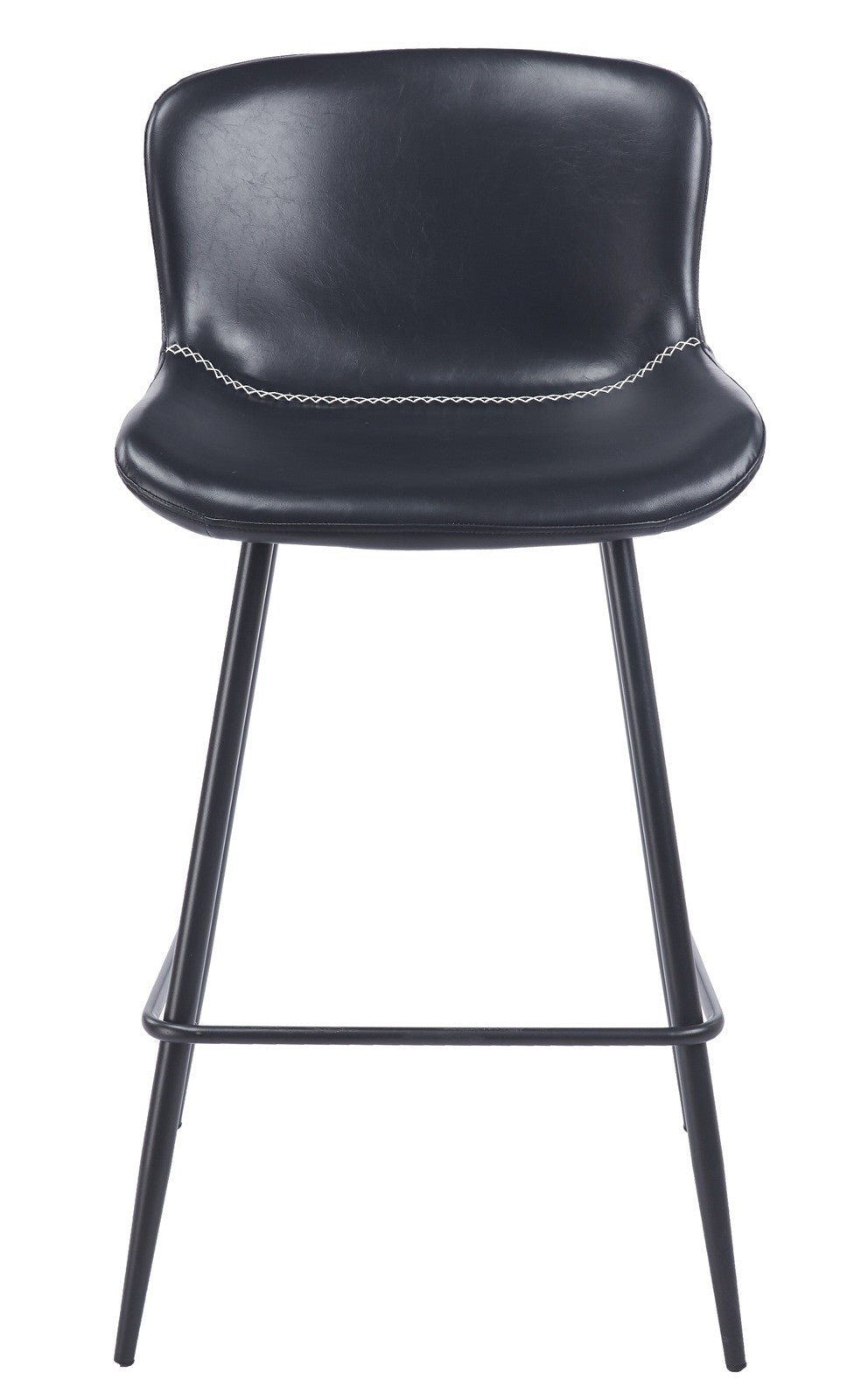 Taburete SAMPER, metal, similpiel vintage negra