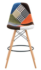 Taburete STAR PAT22, madera, tapizado patchwork 22