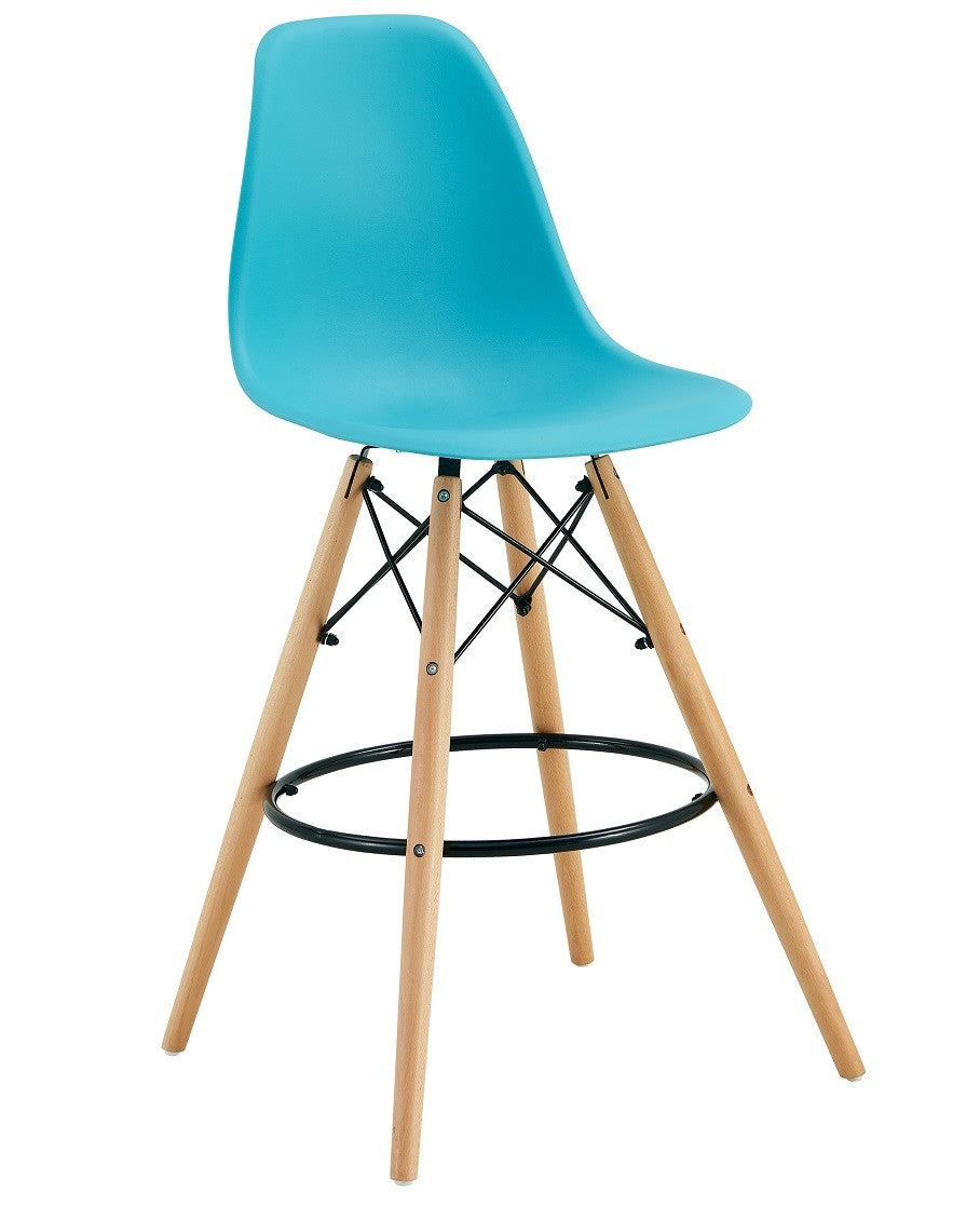 Taburete STAR (SU), madera, carcasa turquesa
