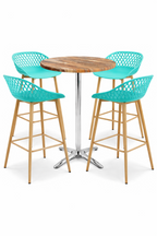Taburete STRAUSS, metal, polipropileno verde pastel