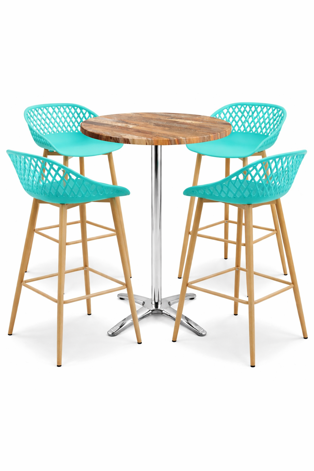 Taburete STRAUSS, metal, polipropileno verde pastel