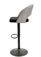Taburete TEIDE, regulable, metal negro, tapizado pata de gallo con negro