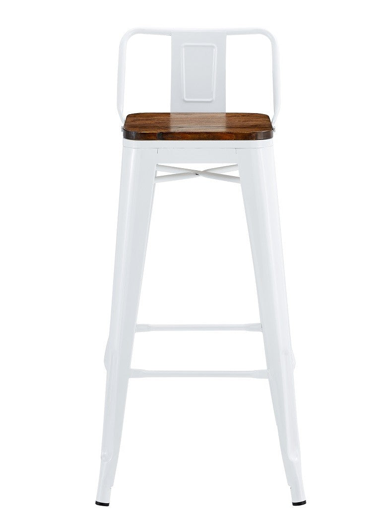 Taburete TOL R1 EK WOOD, acero, blanco, asiento madera