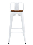 Taburete TOL R1 EK WOOD, acero, blanco, asiento madera