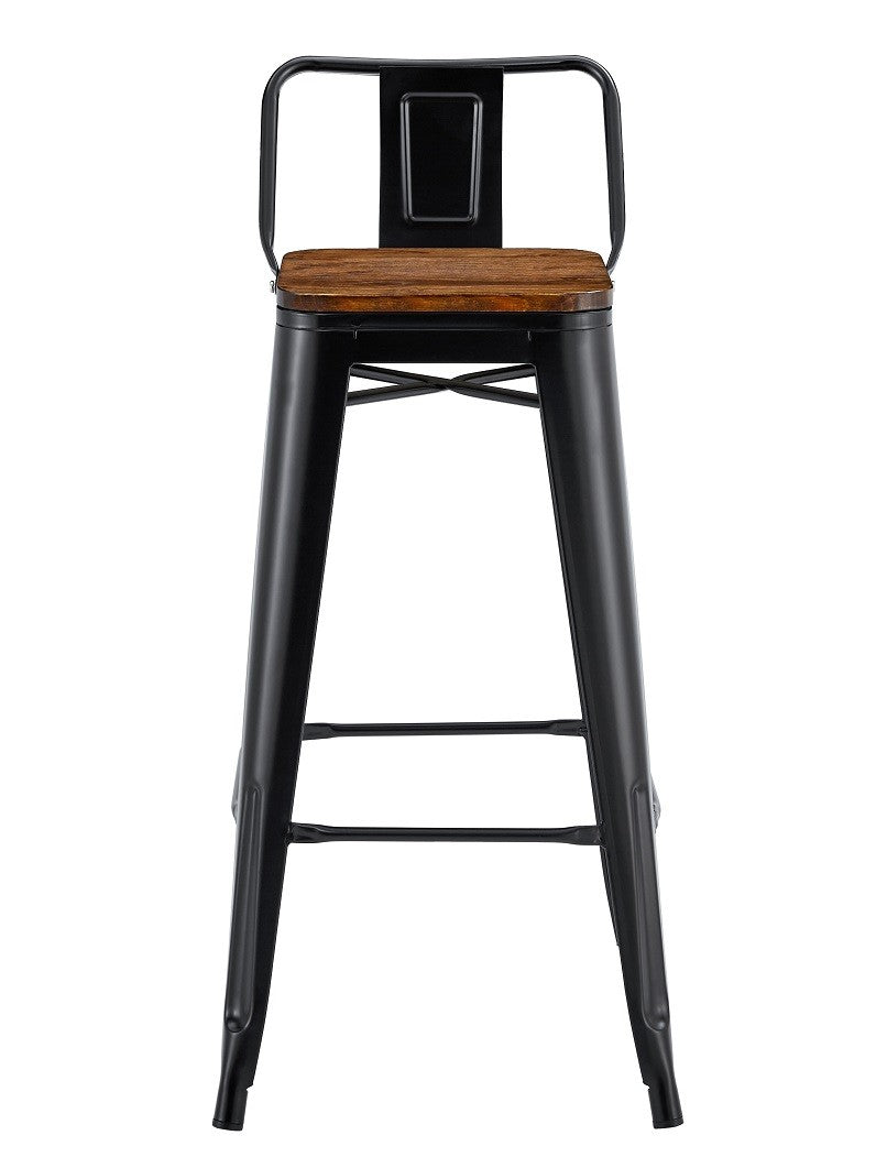 Taburete TOL R1 EK WOOD, acero, negro, asiento madera