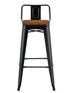 Taburete TOL R1 EK WOOD, acero, negro, asiento madera