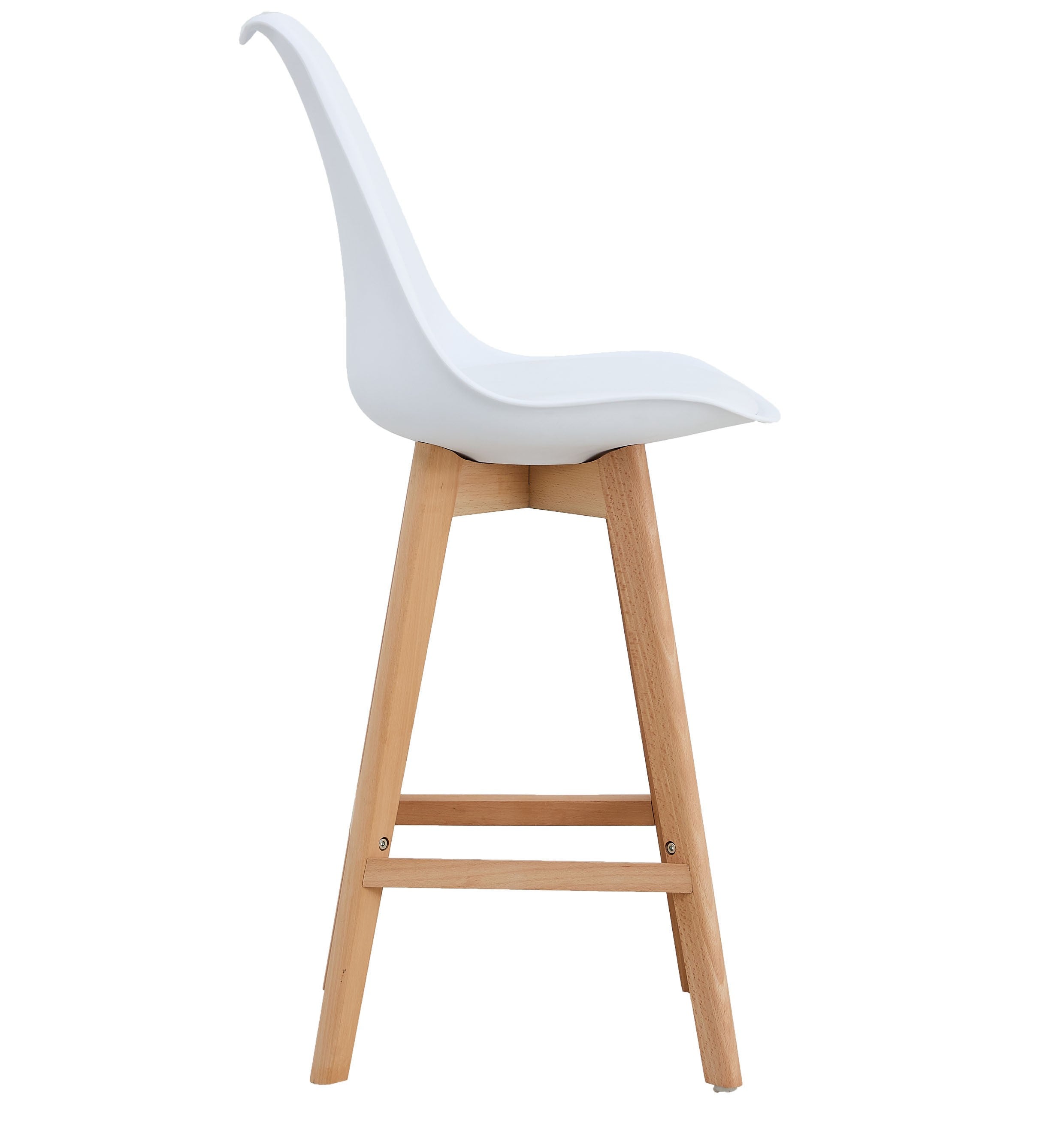 Taburete TORRE (SU), madera, blanco, cojín blanco