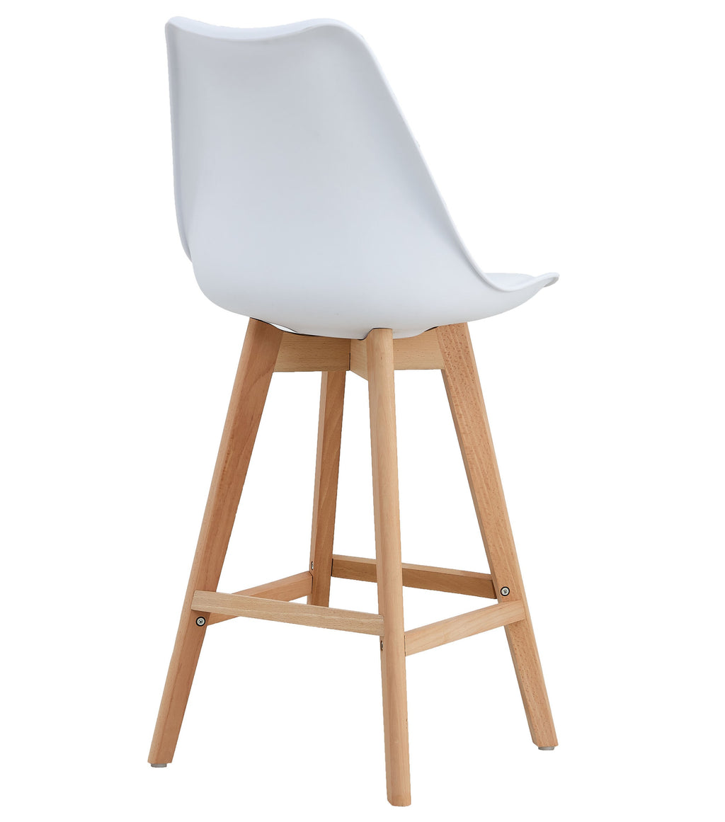 Taburete TORRE (SU), madera, blanco, cojín blanco
