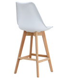 Taburete TORRE (SU), madera, blanco, cojín blanco