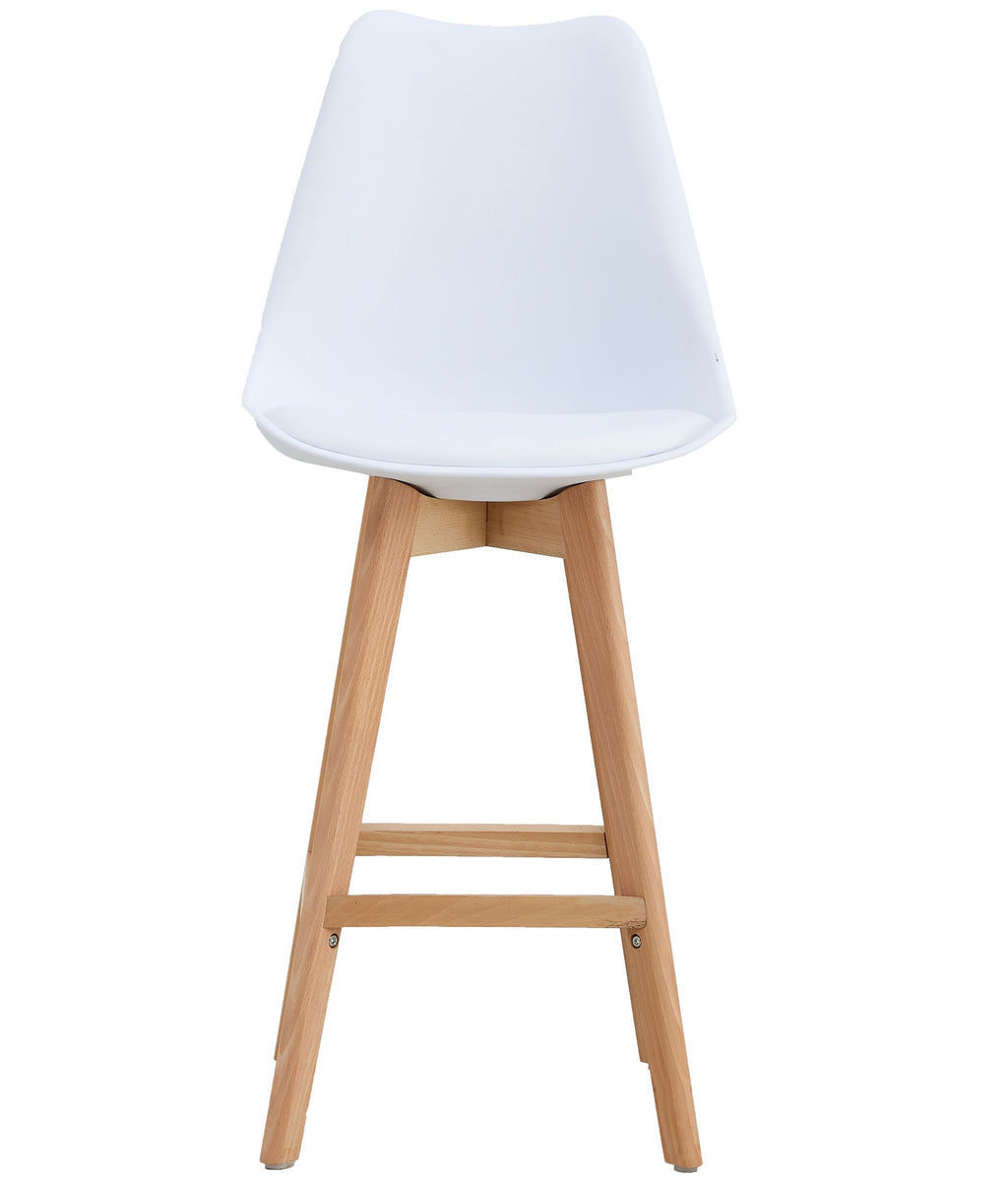 Taburete TORRE (SU), madera, blanco, cojín blanco