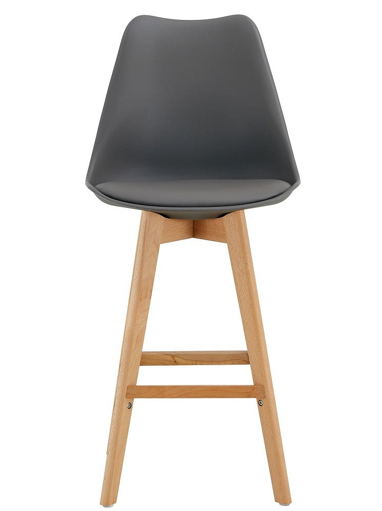 Taburete TORRE (SU), madera, gris oscuro, cojín gris oscuro