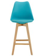 Taburete TORRE (SU), madera, turquesa, cojín turquesa