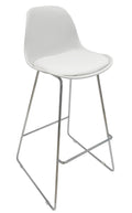 Taburete TOW FIBB, cromado, carcasa y tapizado blanco