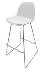 Taburete TOW FIBB, cromado, carcasa y tapizado blanco